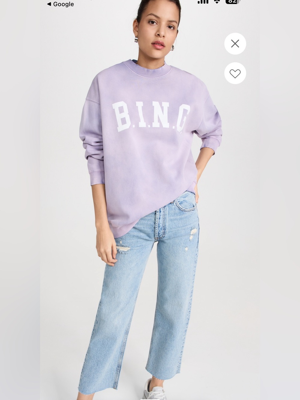 ANINE BING Tyler Sweatshirt Washed Lavender